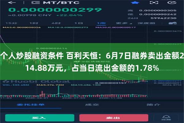 个人炒股融资条件 百利天恒：6月7日融券卖出金额214.88万元，占当日流出金额的1.78%