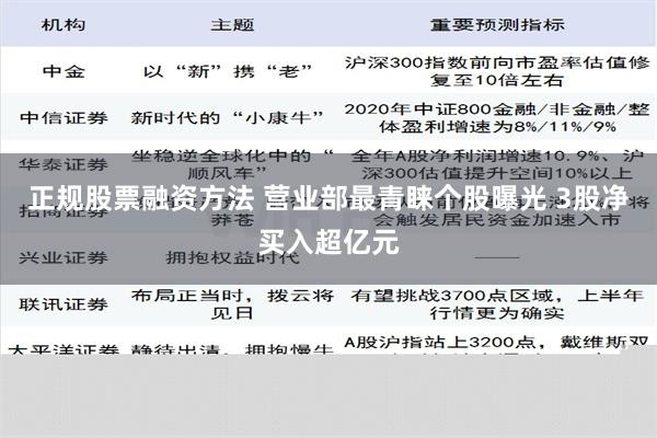 正规股票融资方法 营业部最青睐个股曝光 3股净买入超亿元